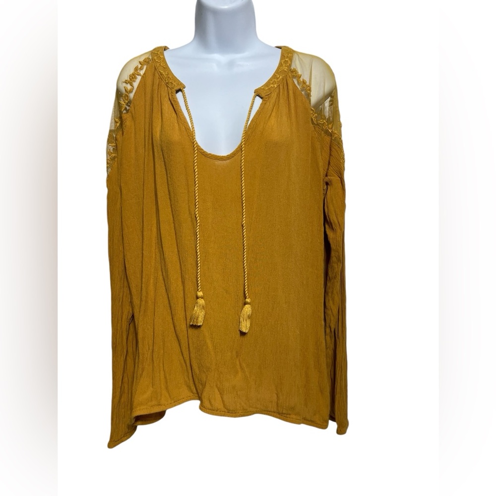 Shyanne Mustard Yellow Blouse with Embroidered Details